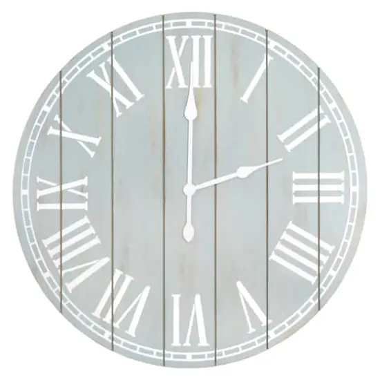 Elegant Designs 23" Wood Plank Coastal Wall Clock Light Aqua Wash {1}