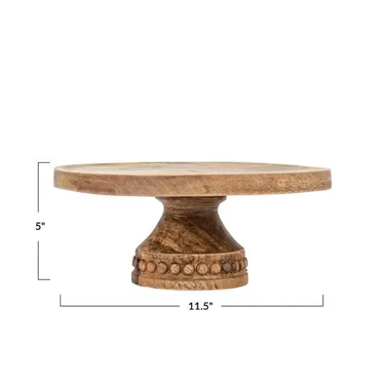 Hello Honey&reg; 11.5" Hand-Carved Mango Wood Pedestal with Wood Beads {8}