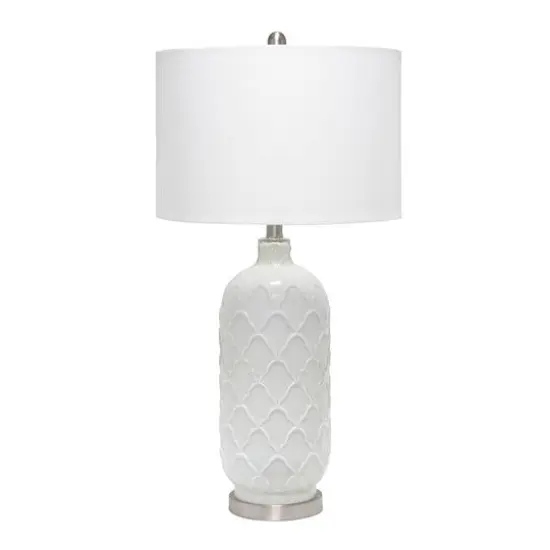 Lalia Home 30" Argyle Classic White Table Lamp with Fabric Shade {1}