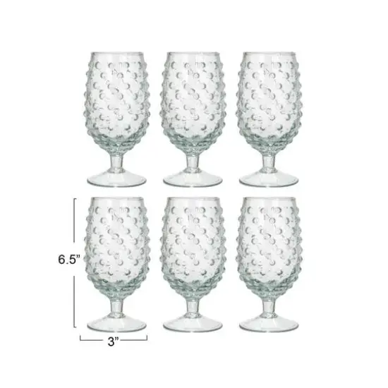 Hello Honey&reg; 12oz. Clear Glass Hobnail Stemmed Drinking Glass Set, 6ct. {8}