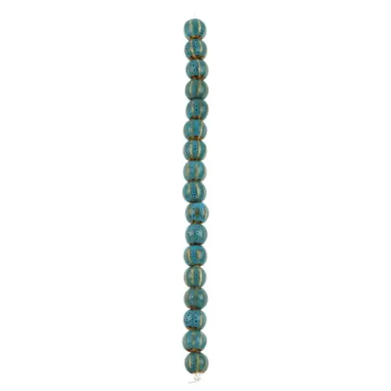 Turquoise Ceramic Round Melon Beads, 10mm by Bead Landing&trade; {4}