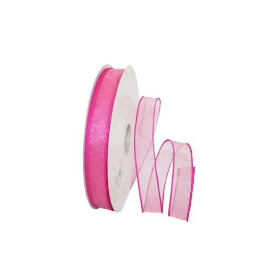 JAM Paper 7/8" x 50yd. Sheer Glitz Wired Value Ribbon Purple {2}