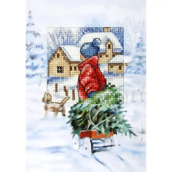 Orchidea Complete Counted Cross Stitch Kit - Greetings Card Winter {1}