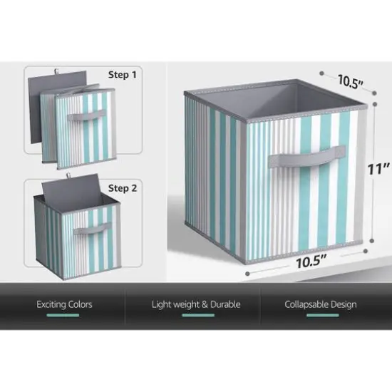 Sorbus 11" Aqua & Gray Foldable Storage Cubes, 6ct. {6}