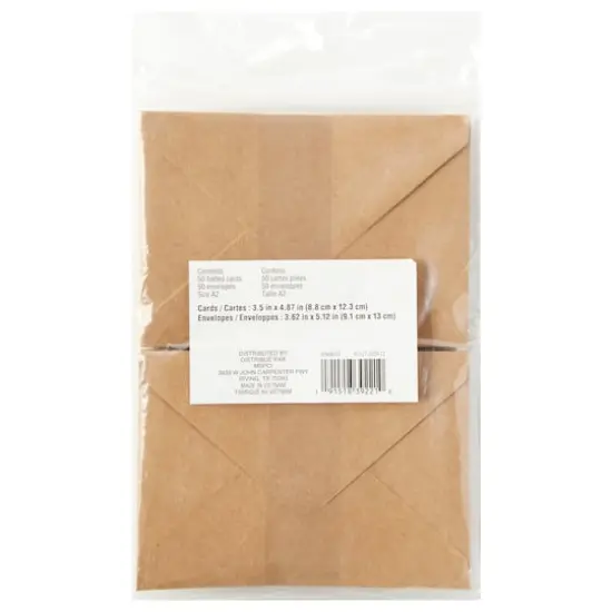 Folded Cards & Envelopes by Recollections&trade;, 3.5" x 4.87" Kraft {5}