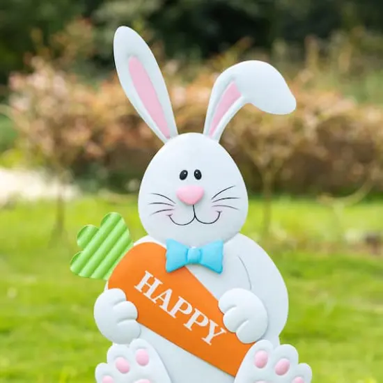 Glitzhome&reg; 30" Easter Metal Bunny Yard Stake {4}
