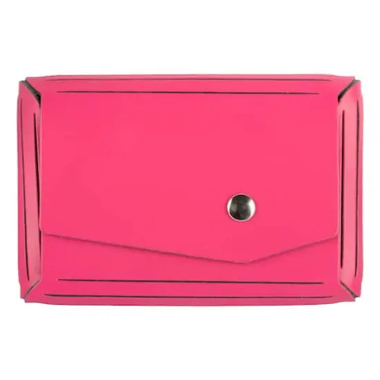  JAM Paper Italian Leather Business Card Holder Case with Angular FlapFuchsia Pink {1}