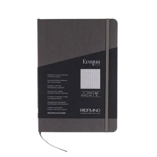 Fabriano® Ecoqua Plus Dotted A5 Fabric-Bound Notebook Gray {4}