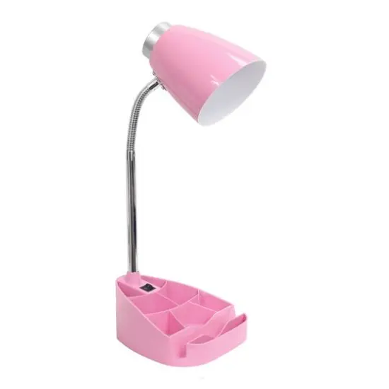 LimeLights 18.5" Gooseneck Organizer Desk Lamp with Tablet Stand Pink {1}