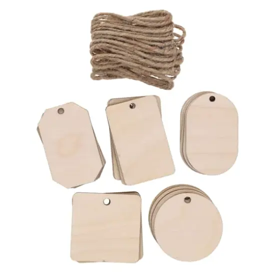 Essentials by Leisure Arts Flat Shapes Wood Tags, 20ct. {3}