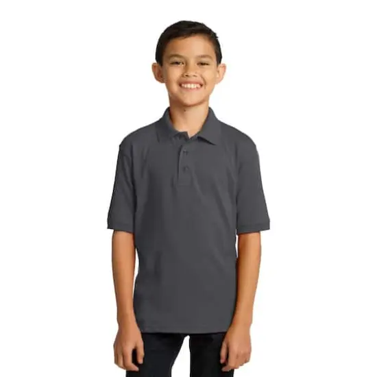 Port & Company&reg; Youth Core Blend Jersey Knit Polo Charcoal {4}