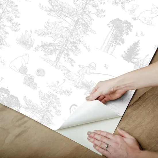 RoomMates Winnie The Pooh Gray Toile Peel & Stick Wallpaper {5}