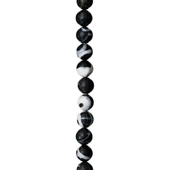 Black & White Zebra Stone Round Beads, 8mm by Bead Landing&trade; {1}