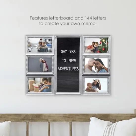 Melannco 6 Opening 20" x 14" Letterboard with Photo Collage White {5}