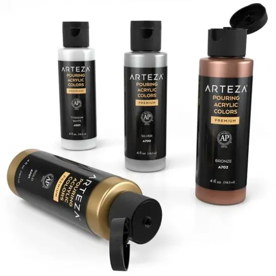 Arteza&reg; Pouring Acrylic Metallic Tones Paint Set {5}