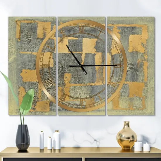 Designart 'Glam Metallic Form Ii Modern Multipanel Wall Clock {3}