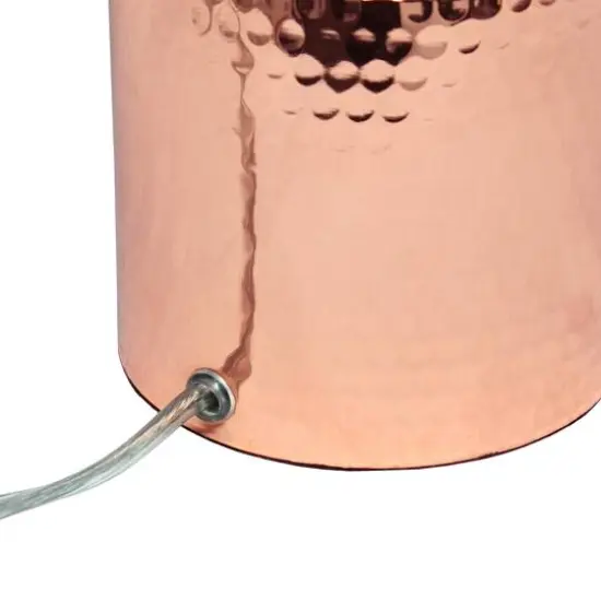 Simple Designs 18.5" Hammered Metal Container Base Table Lamp with USB Charging Port White/Rose Gold {11}