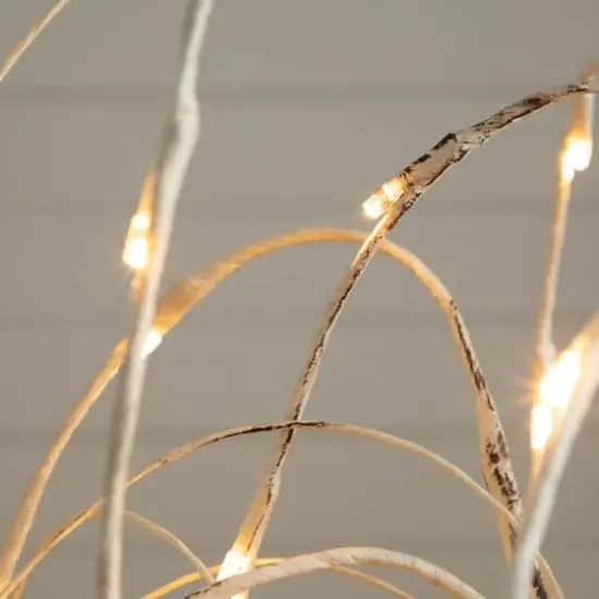 4ft. Pre-Lit White Weeping Willow Artificial Christmas Tree, Warm White LED Lights {5}