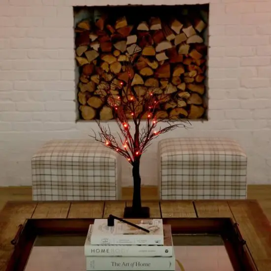 2ft. Pre-Lit LED Deluxe Black Twig Artificial Halloween Tree {8}