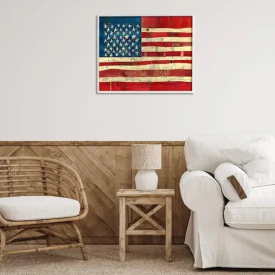 Stupell Industries United We Stand Independence Day Festive American Flag Framed Giclee Art White {3}