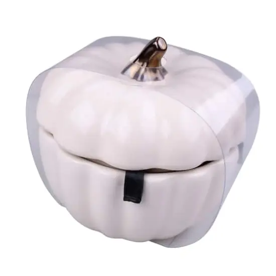 4.75" Cream Ceramic Pumpkin Cocotte by Makery&trade; {3}