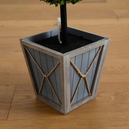 3ft. LED UV Resistant Double Ball Boxwood Topiary in Decorative Planter {6}