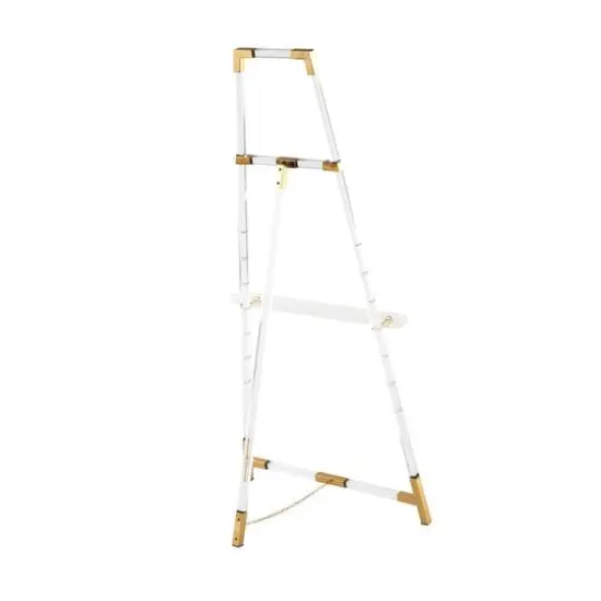 56.5" Clear Acrylic Plastic Adjustable 7-Tier Display Easel with Gold Accents & Chain Support {10}