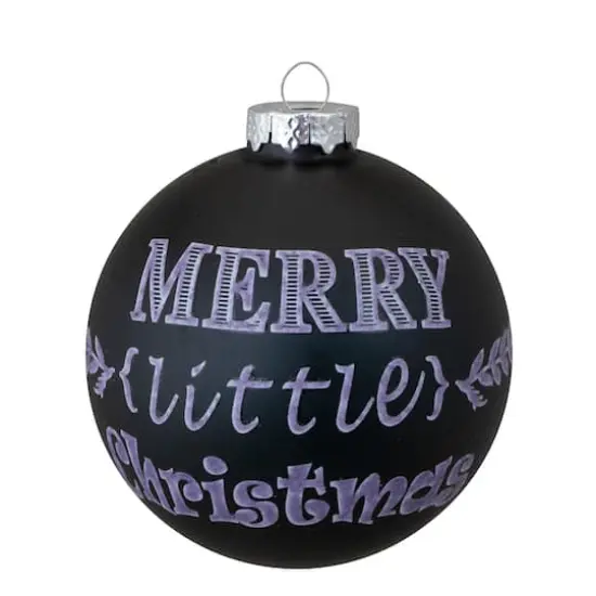 4ct. 2.5" Matte Black Merry Little Christmas Glass Ball Ornaments {4}