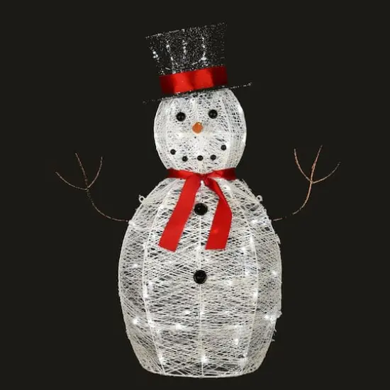 36" Pre-Lit Sisal Snowman Decoration {7}