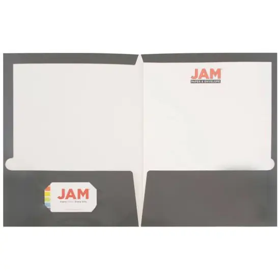JAM Paper Laminated 2-Pocket Glossy Folders, 6ct. Gray {5}