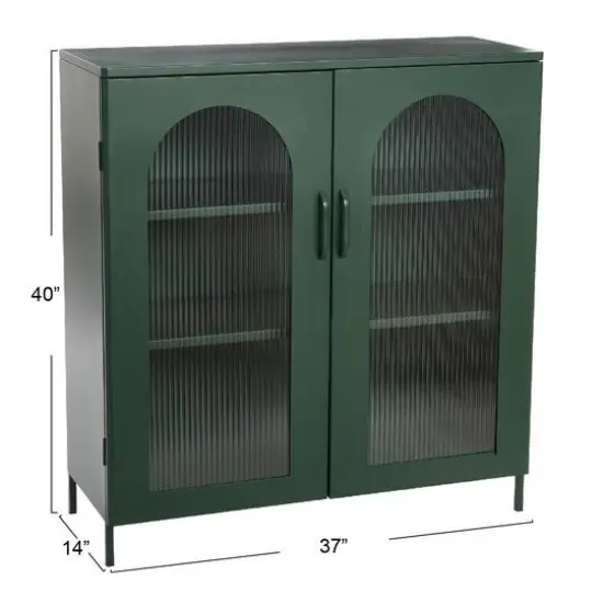 Hello Honey&reg; 40" Dark Green Solstice Wide Metal Accent Cabinet {9}