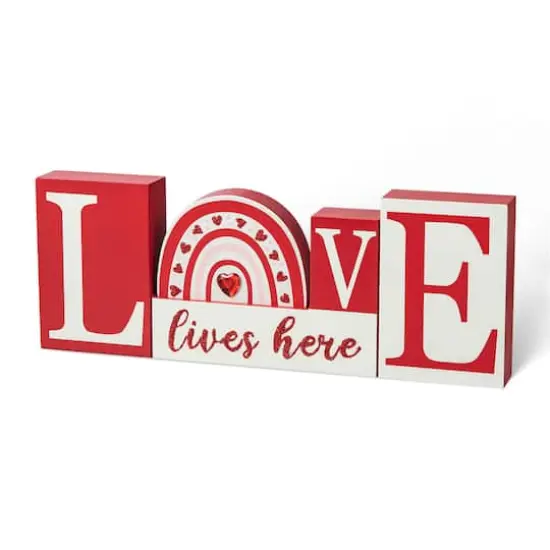 Glitzhome&reg; 11.75" Valentine's Wooden LOVE Table D&eacute;cor {1}
