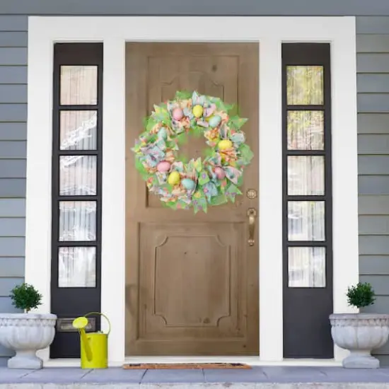 Pastel Easter Egg and Ribbons Wreath 22" Unlit {3}