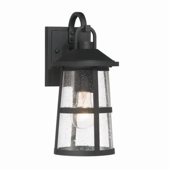 Hello Honey&reg; Nantucket Matte Black Coastal Metal & Glass Wall Mounted Outdoor Lantern Light {13}