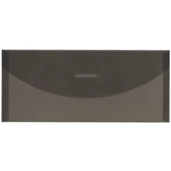 JAM Paper 4.25" x 9.75" Flap and Tuck #10 Plastic Envelopes, 24ct. Smoke Gray {4}