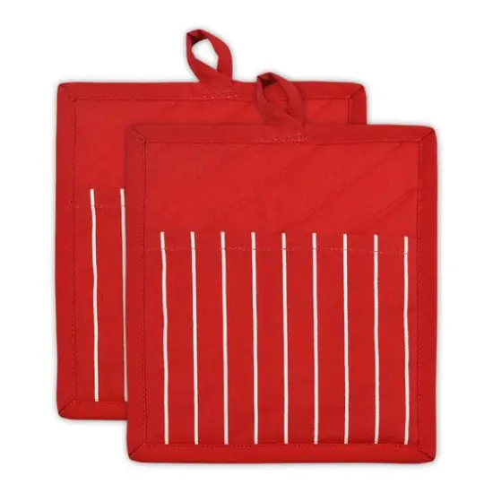 DII&reg; Chef Stripe Potholders, 2ct. Tango Red {2}