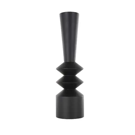 22" Black Metal Art Deco Style Fluted Vase {4}