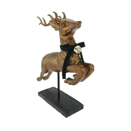 21" Antique Copper Leaping Reindeer with Bell Tabletop D&eacute;cor by Ashland&reg; {3}