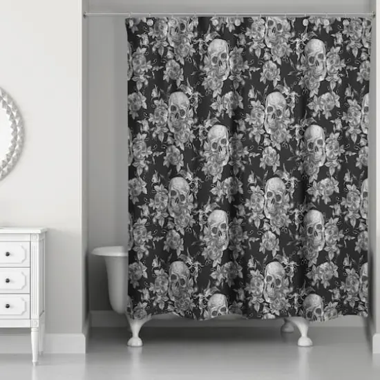 Floral Skulls Shower Curtain {3}