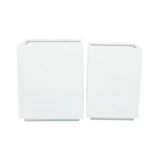 White Modern Planter, Set of 2" 17", 14" {1}