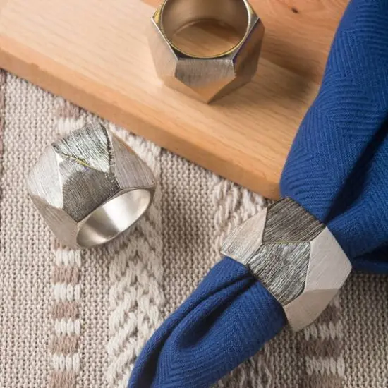 DII&reg; Silver Triangle Band Napkin Rings, 6ct. {6}