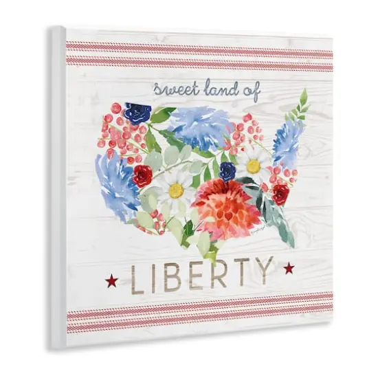 Stupell Industries Sweet Land Of Liberty Floral USA Wall Plaque Art {4}