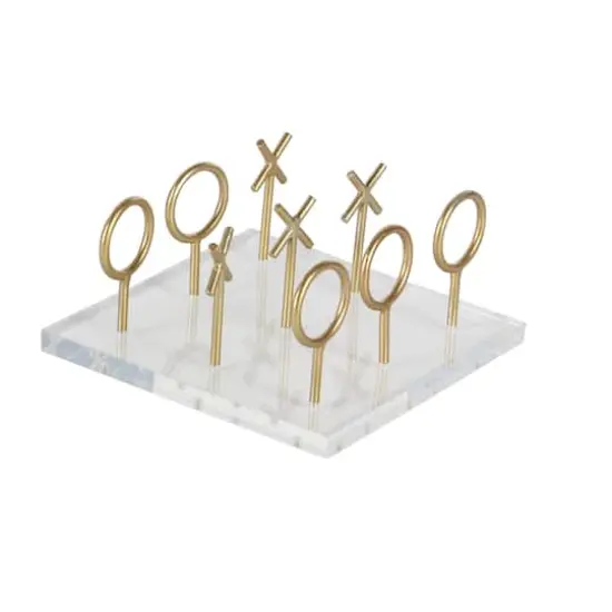 CosmoLiving by Cosmopolitan Gold & White Acrylic Glam Tic-Tac-Toe Game Set {1}