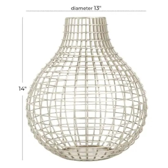 CosmoLiving by Cosmopolitan Silver Iron Modern Vase, 13" x 13" x 14" {7}