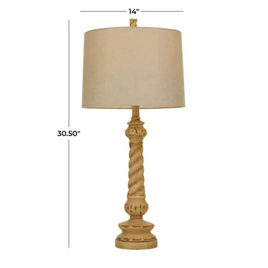 Brown Polystone Table Lamp Set of 2 14", 31" {9}