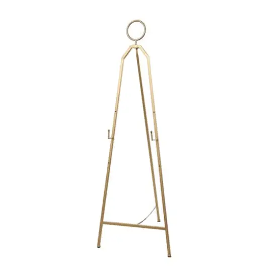 51.5" Gold Metal Adjustable Minimalistic Floor Easel with Circular Ring Top {1}