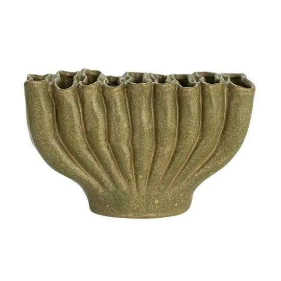 Hello Honey&reg; 8" Green 9 Sectioned Sculptural Stoneware Vase {11}