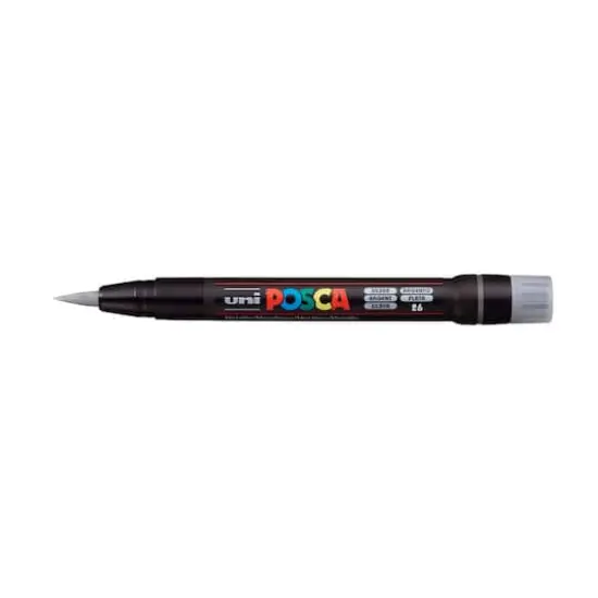 Uni POSCA PCF-350 Brush Tip Paint Marker Silver {3}