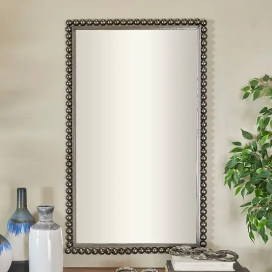CosmoLiving by Cosmopolitan 40" Beaded Metal Wall Mirror Black {3}