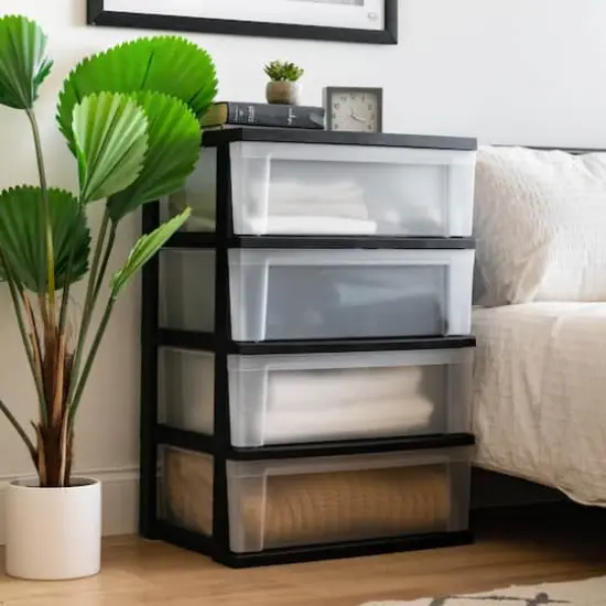 IRIS&reg; 30.5" Black & Clear 4-Drawer Chest {3}